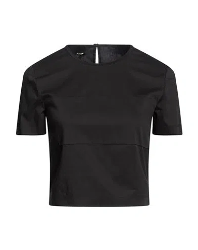 Pinko Woman Top Black Size 6 Cotton, Nylon, Elastane