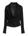 Pinko Woman Top Black Size 8 Acetate, Silk In Black