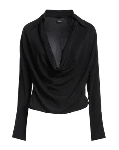 Pinko Woman Top Black Size 8 Acetate, Silk