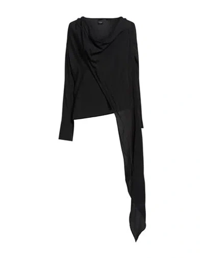 Pinko Woman Top Black Size 8 Acetate, Silk