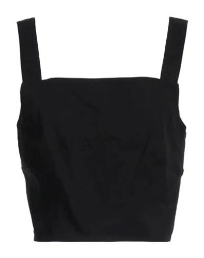 Pinko Woman Top Black Size 8 Linen, Viscose, Elastane In Black