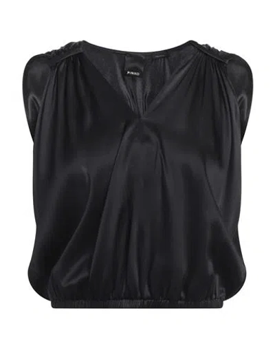 Pinko Woman Top Black Size 8 Silk, Elastane