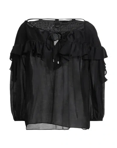 Pinko Woman Top Black Size L Cotton, Silk