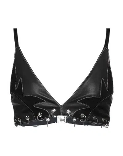 Pinko Woman Top Black Size L Lambskin, Goat Skin, Polyester, Elastane