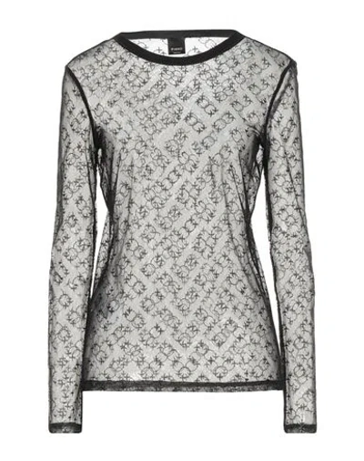 Pinko Woman Top Black Size M Nylon, Elastane, Cotton In Gray