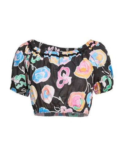 Pinko Woman Top Black Size S Cotton In Multi