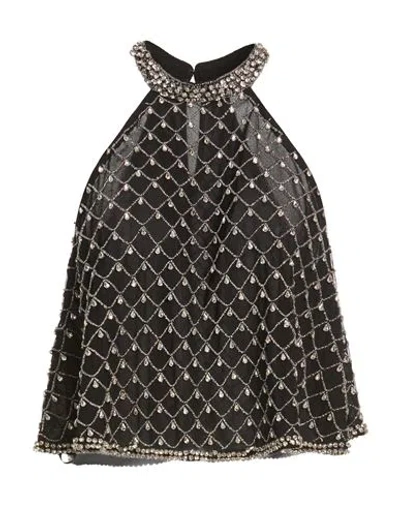 Pinko Woman Top Black Size Xl Polyester, Acrylic, Glass, Metal