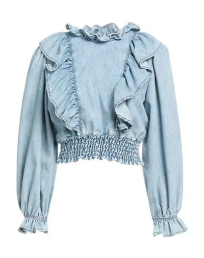 Pinko Woman Top Blue Size 2 Cotton, Polyester