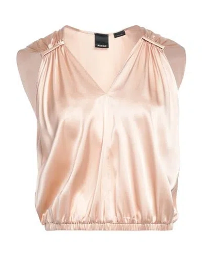 Pinko Woman Top Blush Size 12 Silk, Elastane