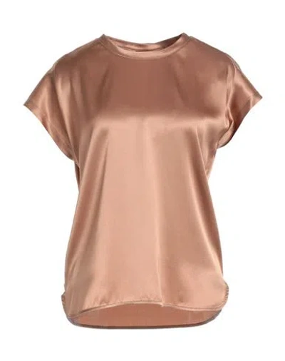 Pinko Woman Top Bronze Size 10 Silk, Elastane In Neutral