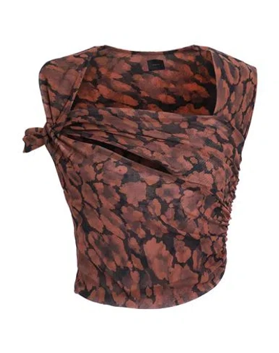 Pinko Woman Top Brown Size L Polyamide In Multi