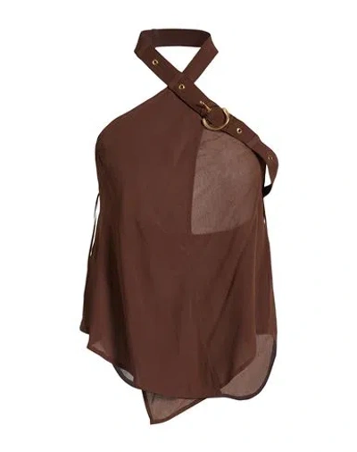 Pinko Woman Top Chocolate Brown Size S Viscose
