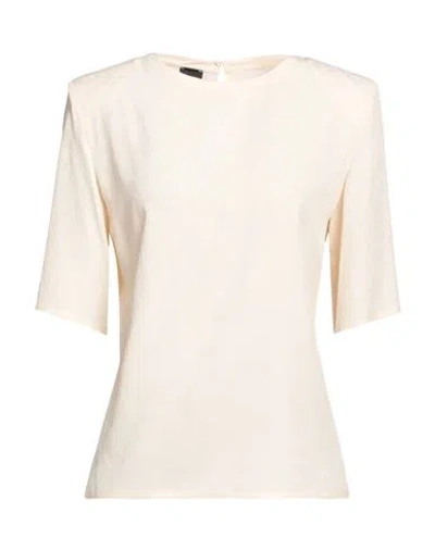 Pinko Woman Top Cream Size 10 Acetate, Silk In White