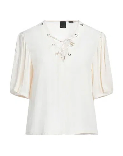 Pinko Woman Top Cream Size 8 Acetate, Silk In White