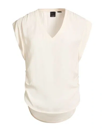 Pinko Woman Top Cream Size 8 Acetate, Silk In White