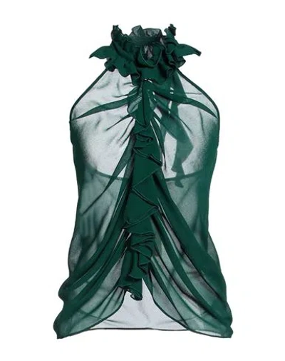 Pinko Woman Top Dark Green Size 8 Polyester