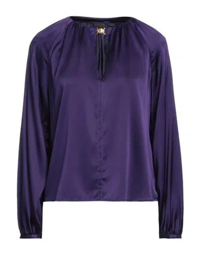 Pinko Woman Top Dark Purple Size 4 Silk, Elastane