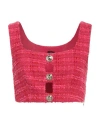 Pinko Woman Top Fuchsia Size 2 Cotton, Polyester, Acrylic, Wool, Textile Fibers In Pink
