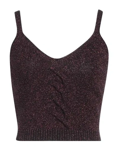 Pinko Woman Top Garnet Size S Cotton, Polyamide, Metallic Fiber In Purple