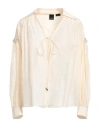 Pinko Woman Top Ivory Size M Cotton, Silk, Brass, Zinc In White