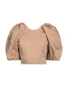 Pinko Woman Top Khaki Size 6 Cotton In Beige