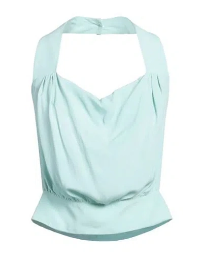 Pinko Woman Top Light Green Size 8 Acetate, Silk