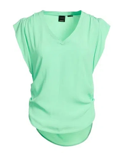 Pinko Woman Top Light Green Size 6 Acetate, Silk
