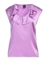 Pinko Woman Top Light Purple Size 2 Silk, Elastane