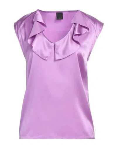 Pinko Woman Top Light Purple Size 2 Silk, Elastane In Purple