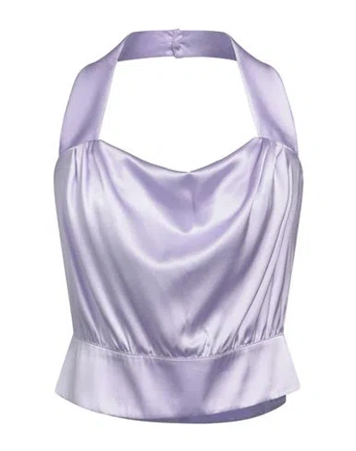 Pinko Woman Top Lilac Size 10 Silk, Elastane In Purple