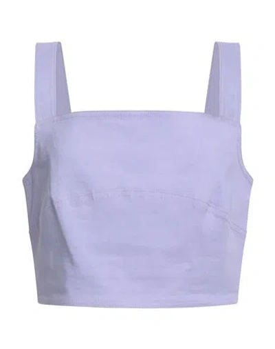 Pinko Woman Top Lilac Size 8 Linen, Viscose, Elastane In Purple