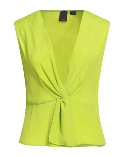 Pinko Woman Top Lime Green Size 4 Acetate, Silk
