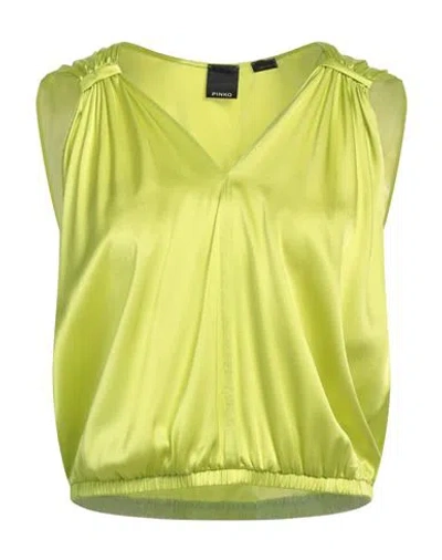 Pinko Woman Top Lime Green Size 4 Silk, Elastane