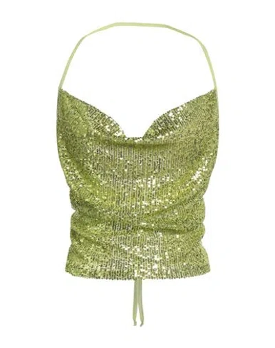 Pinko Woman Top Lime Green Size L Polyester, Elastane