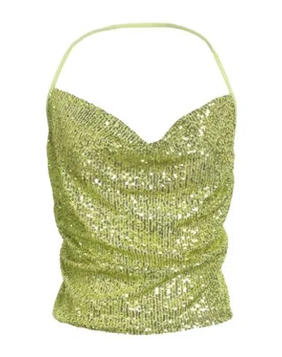 Pinko Woman Top Lime Green Size M Polyester, Elastane