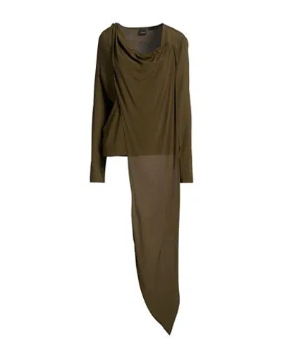 Pinko Woman Top Military Green Size 8 Acetate, Silk