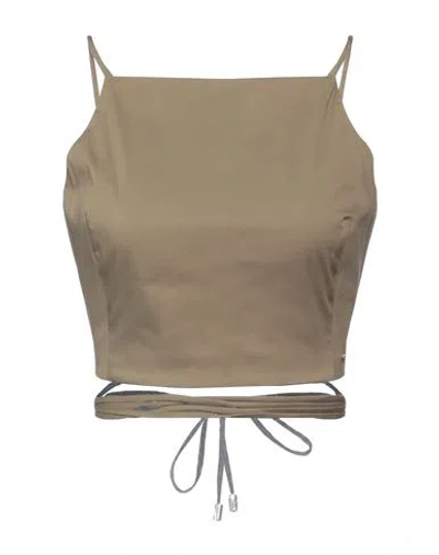 Pinko Woman Top Military Green Size 8 Cotton, Polyamide, Elastane