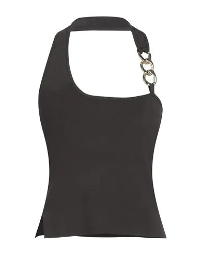 Pinko Woman Top Military Green Size L Viscose, Polyamide, Aluminum In Black