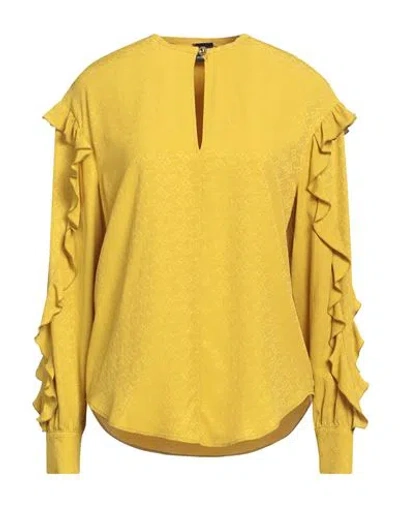 Pinko Woman Top Mustard Size 8 Acetate, Silk In Yellow
