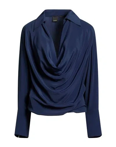 Pinko Woman Top Navy Size 6 Acetate, Silk In Blue