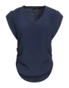 Pinko Woman Top Navy Size 8 Acetate, Silk