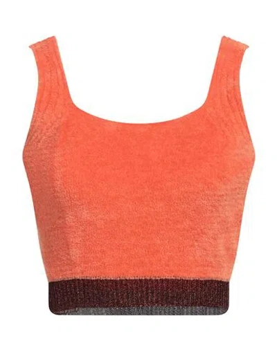 Pinko Woman Top Orange Size S Cotton, Polyamide, Viscose, Metallic Fiber