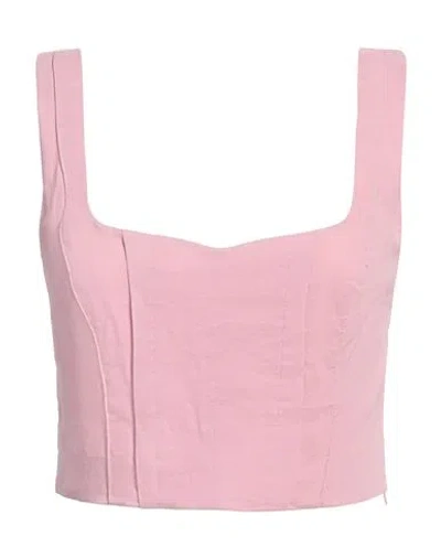 Pinko Woman Top Pink Size 8 Linen, Viscose, Elastane