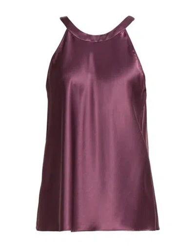 Pinko Woman Top Plum Size 6 Acetate, Polyester In Purple
