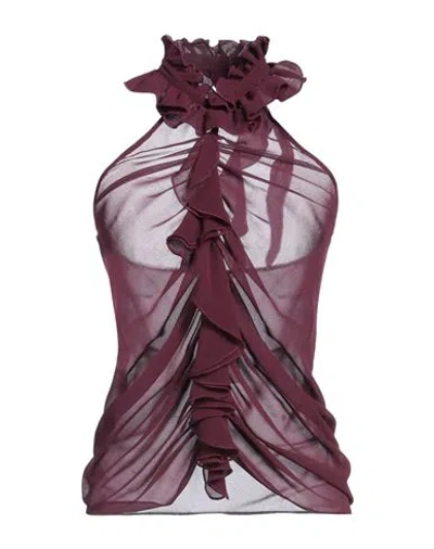 Pinko Woman Top Plum Size 8 Polyester In Brown