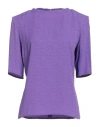 Pinko Woman Top Purple Size 6 Acetate, Silk