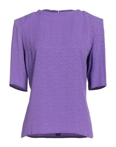 Pinko Woman Top Purple Size 6 Acetate, Silk