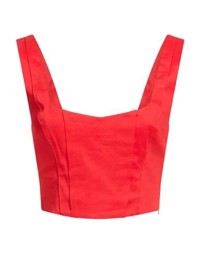Pinko Woman Top Red Size 6 Linen, Viscose, Elastane In Orange
