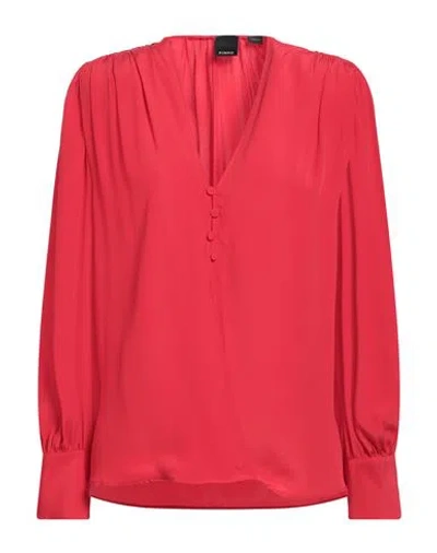 Pinko Woman Top Red Size 8 Acetate, Silk