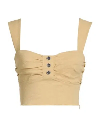 Pinko Woman Top Sand Size 2 Linen, Viscose, Elastane In Brown